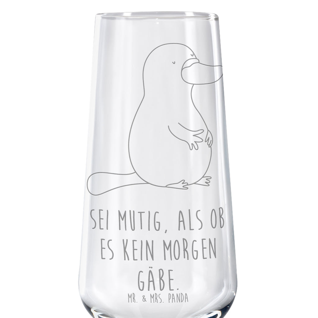 Sektglas Schnabeltier mutig Sektglas, Sektglas mit Gravur, Spülmaschinenfeste Sektgläser, Meerestiere, Meer, Urlaub, Schnabeltier, Mut, mutig, Lebensweisheit, Schnabeltiere, Motivation, Training, Büro, Arbeit, Neuanfang, Neustart, Weltreise, Raodtrip