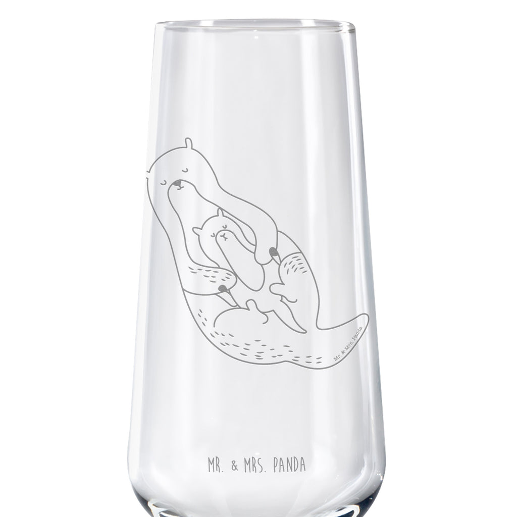 Sektglas Otter mit Kind Sektglas, Sektglas mit Gravur, Spülmaschinenfeste Sektgläser, Otter, Fischotter, Seeotter, Otter Seeotter See Otter