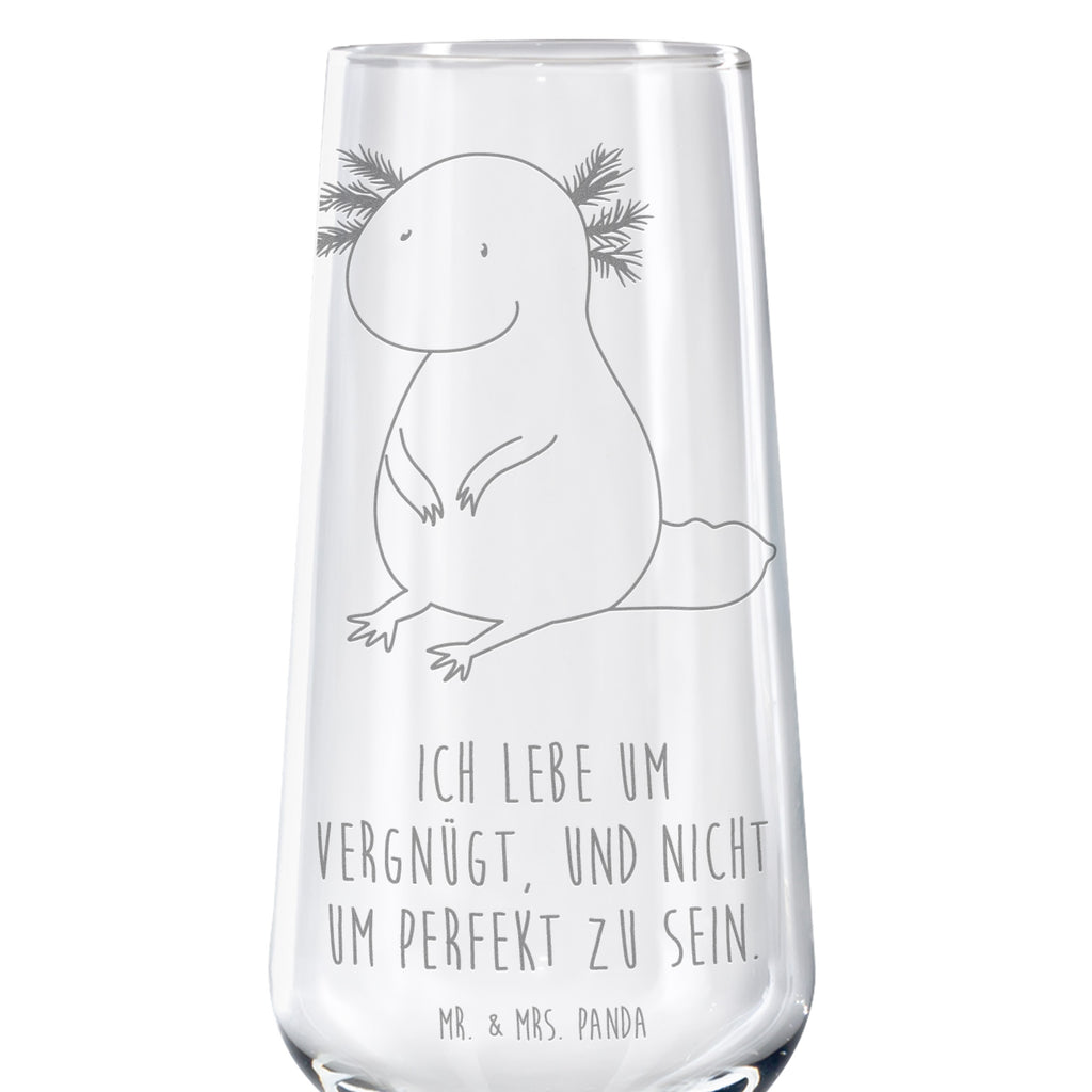 Sektglas Axolotl Sektglas, Sektglas mit Gravur, Spülmaschinenfeste Sektgläser, Axolotl, Molch, Axolot, vergnügt, fröhlich, zufrieden, Lebensstil, Weisheit, Lebensweisheit, Liebe, Freundin