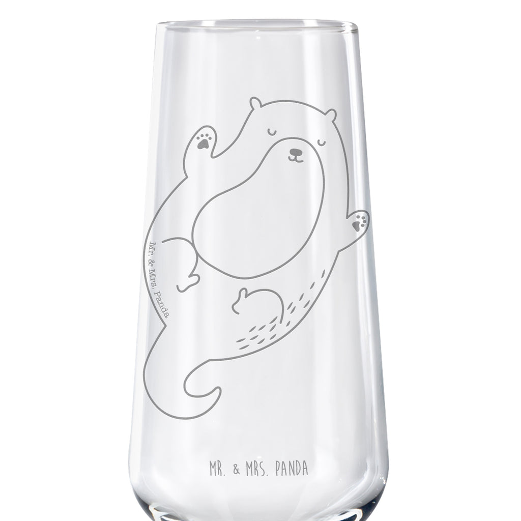 Sektglas Otter Umarmen Sektglas, Sektglas mit Gravur, Spülmaschinenfeste Sektgläser, Otter, Fischotter, Seeotter, Otter Seeotter See Otter