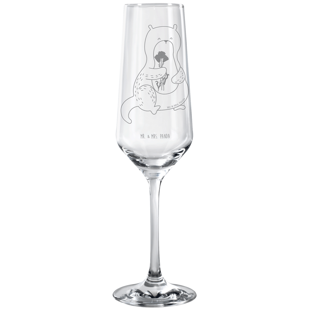 Sektglas Otter Blumenstrauß Sektglas, Sektglas mit Gravur, Spülmaschinenfeste Sektgläser, Otter, Fischotter, Seeotter, Otter Seeotter See Otter