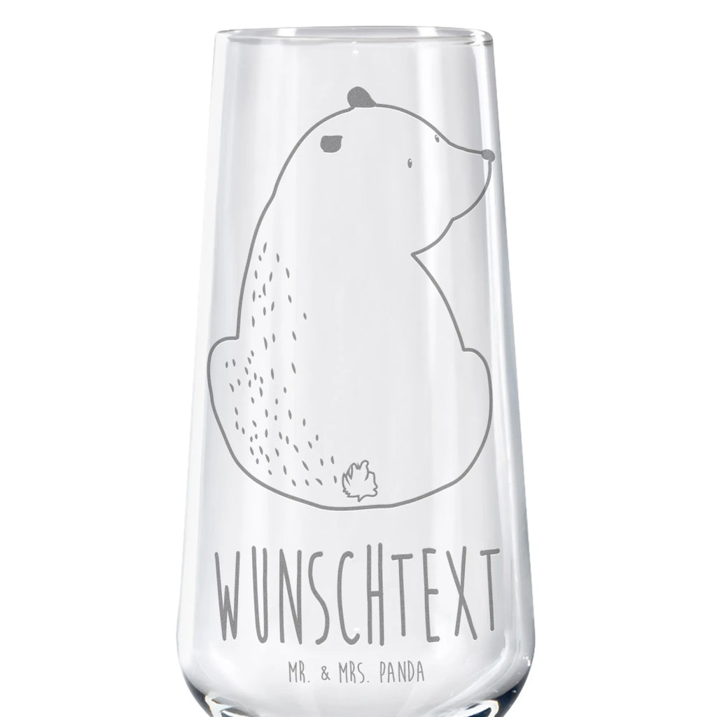 Personalisiertes Sektglas Bär Schulterblick Sektglas, Sektglas mit Gravur, Spülmaschinenfeste Sektgläser, Bär, Teddy, Teddybär, Selbstachtung, Weltansicht, Motivation, Bären, Bärenliebe, Weisheit