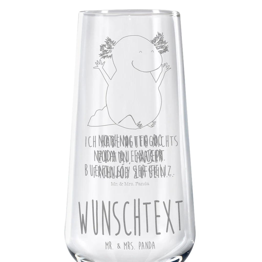 Personalisiertes Sektglas Axolotl Hurra Sektglas, Sektglas mit Gravur, Spülmaschinenfeste Sektgläser, Axolotl, Molch, Axolot, Schwanzlurch, Lurch, Lurche, fröhlich, Spaß, Freude, Motivation, Zufriedenheit