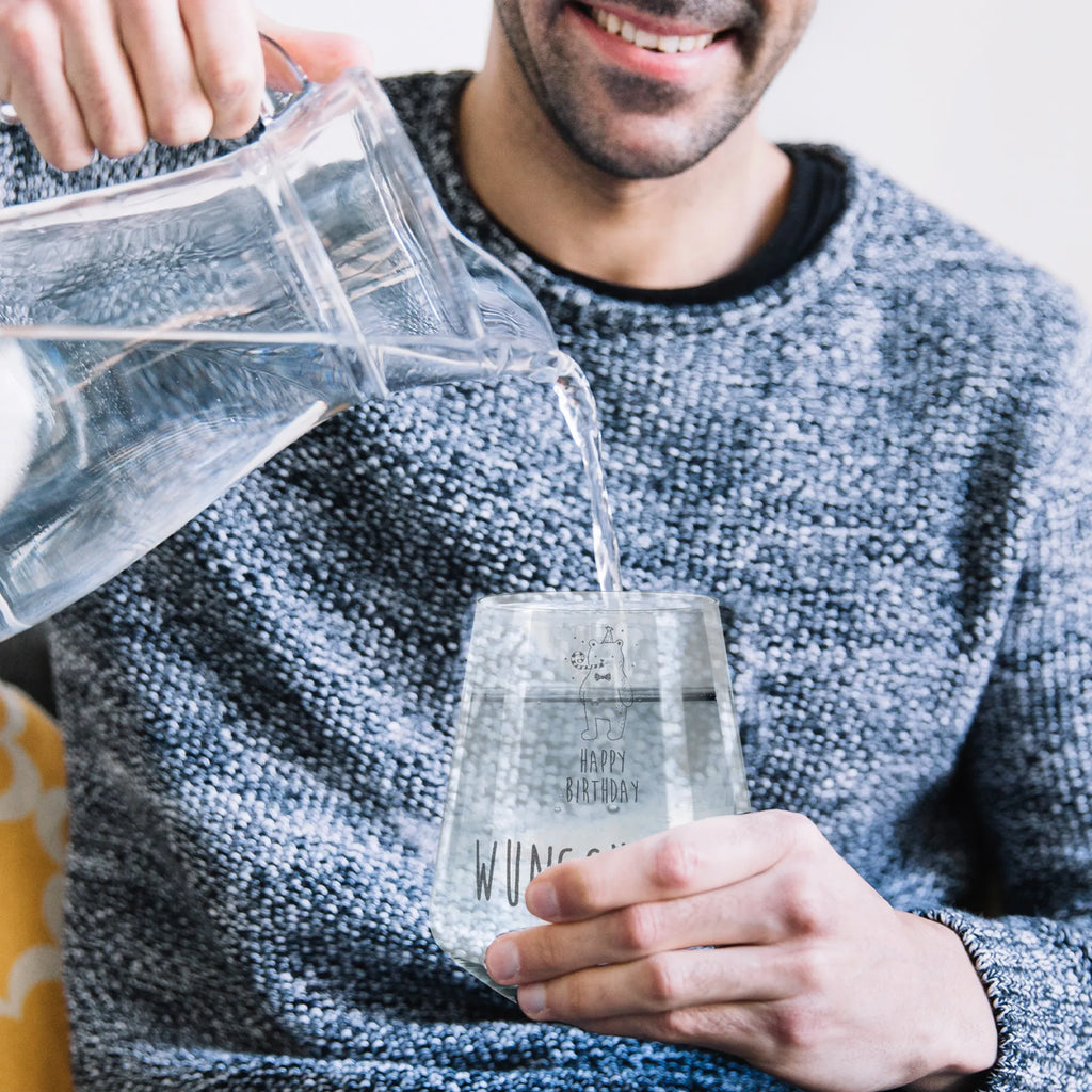 Personalisiertes Trinkglas Bär Geburtstag Trinkglas, Trinkglas mit Gravur, Wasserglas, Spülmaschinenfeste Trinkglser, Bär, Teddy, Teddybär, Happy Birthday, Alles Gute, Glückwunsch, Geburtstag