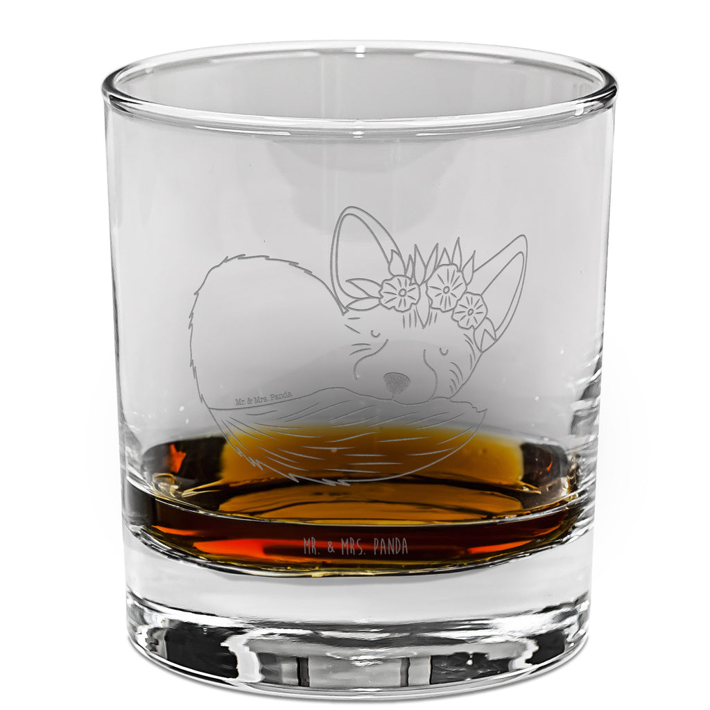 Whiskey Glas Wüstenfuchs Blumenkranz Whiskeylgas, Whiskey Glas, Whiskey Glas mit Gravur, Whiskeyglas mit Spruch, Whiskey Glas mit Sprüchen, Whiskygläser, Whisky Gläser, Whiskey Tumbler, Whiskyglas mit Gravur, Gravur Whiskyglas, Edle Whiskygläser, Afrika, Wildtiere, Wüste, Wüstenfuchs, Blumen, Blumenkranz, Glücklich