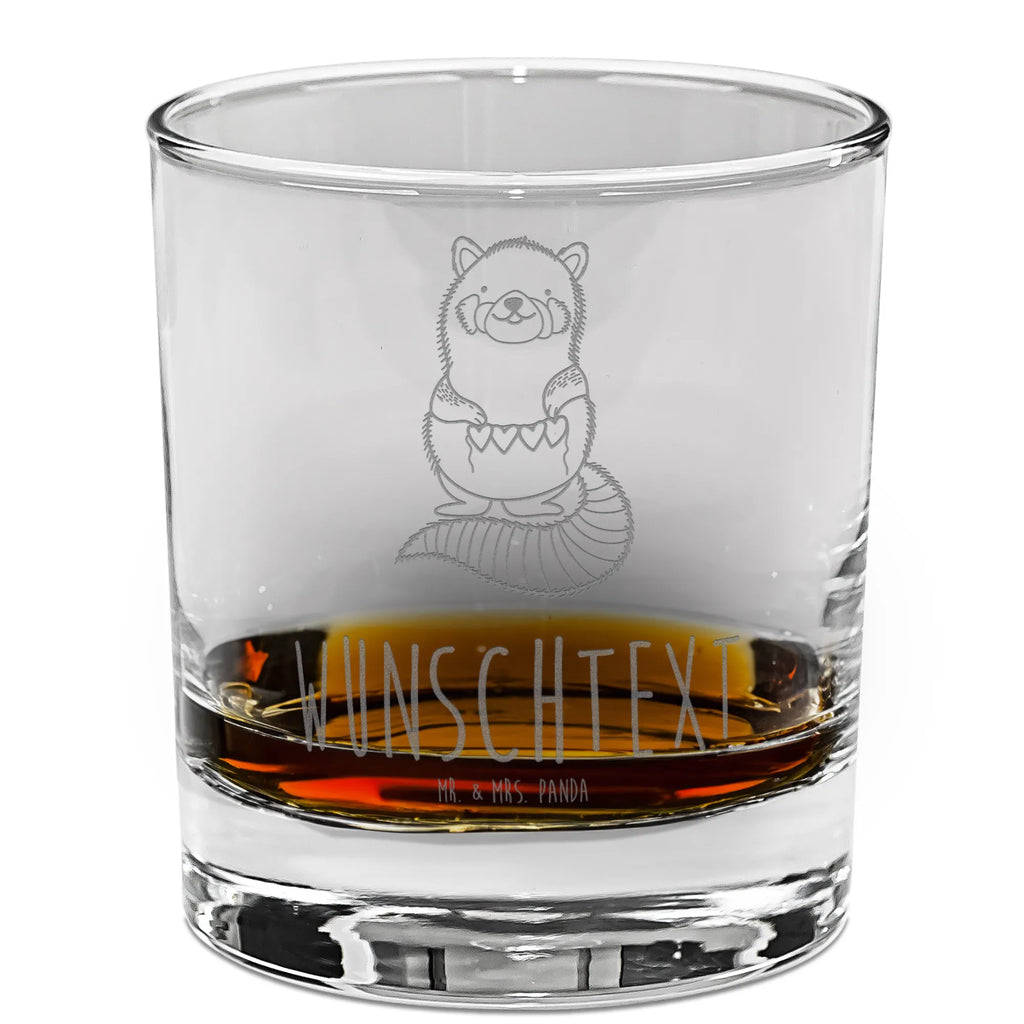 Personalisiertes Whiskey Glas Roter Panda Whiskeylgas, Whiskey Glas, Whiskey Glas mit Gravur, Whiskeyglas mit Spruch, Whiskey Glas mit Sprüchen, Tiermotive, Gute Laune, lustige Sprüche, Tiere, Panda, Liebe, Rot, Herz, Liebling, Lieblingsmensch