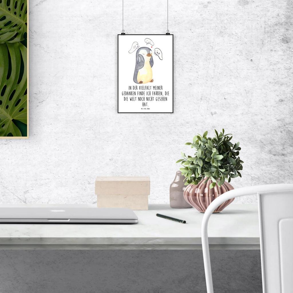 Poster Pinguin Schizophrenie Poster, Wandposter, Bild, Wanddeko, Küchenposter, Kinderposter, Wanddeko Bild, Raumdekoration, Wanddekoration, Handgemaltes Poster, Mr. & Mrs. Panda Poster, Designposter, Kunstdruck, Posterdruck, Schizophrenie, Psychose, mentale Gesundheit, schizophrene Psychose, psychische Erkrankung, Gefühlswelt, Pinguin