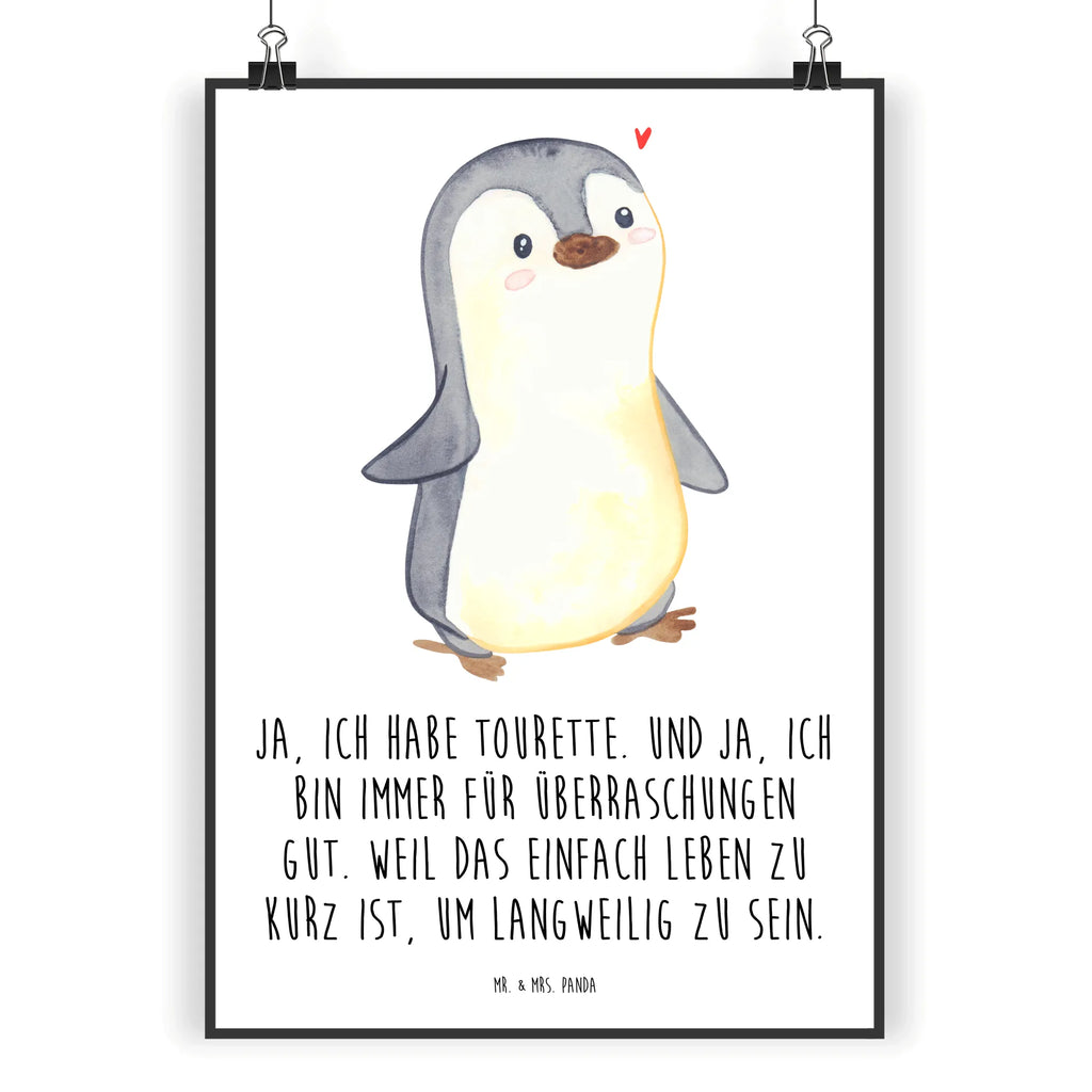 Poster Pinguin Tourette Poster, Wandposter, Bild, Wanddeko, Küchenposter, Kinderposter, Wanddeko Bild, Raumdekoration, Wanddekoration, Handgemaltes Poster, Mr. & Mrs. Panda Poster, Designposter, Kunstdruck, Posterdruck, Tourette, Tourette Syndrom, neuro-psychiatrische Erkrankung, Tics, Ticstörung