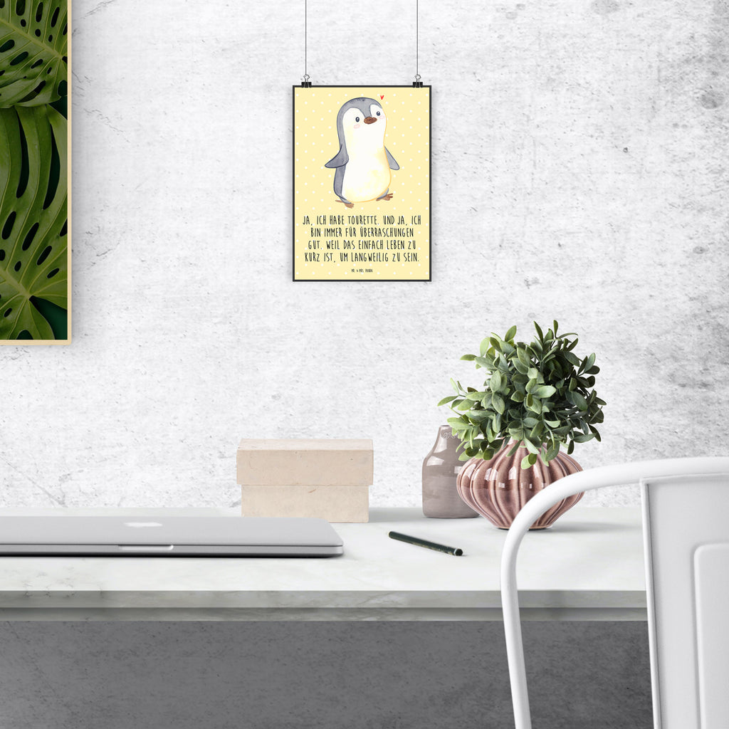 Poster Pinguin Tourette Poster, Wandposter, Bild, Wanddeko, Küchenposter, Kinderposter, Wanddeko Bild, Raumdekoration, Wanddekoration, Handgemaltes Poster, Mr. & Mrs. Panda Poster, Designposter, Kunstdruck, Posterdruck, Tourette, Tourette Syndrom, neuro-psychiatrische Erkrankung, Tics, Ticstörung