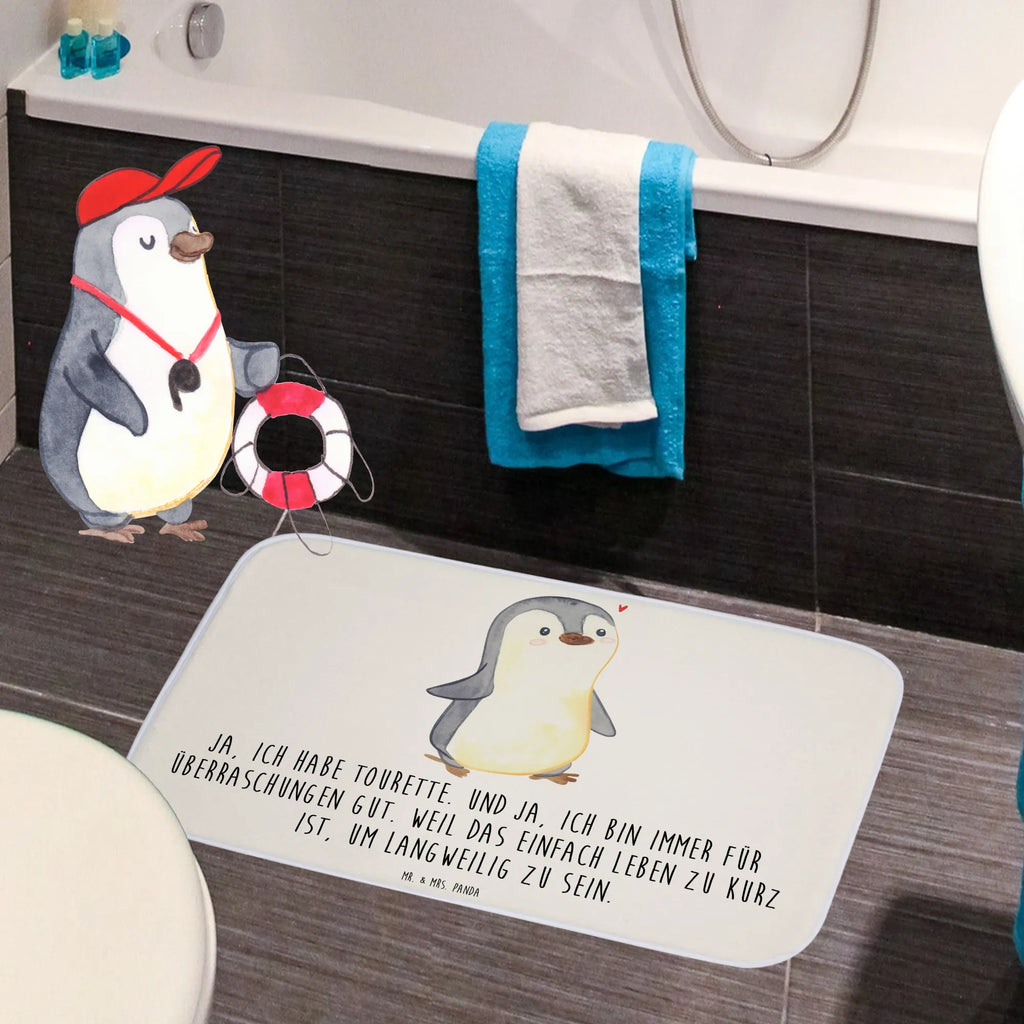 Badvorleger Pinguin Tourette Badematte, Badteppich, Duschvorleger, Badezimmerteppich, Badezimmermatte, Badvorleger, Duschmatte, Duschteppich, Badteppiche, Badgarnitur, Badematten, Teppich Badezimmer, Badezimmermatten, Tourette, Tourette Syndrom, neuro-psychiatrische Erkrankung, Tics, Ticstörung