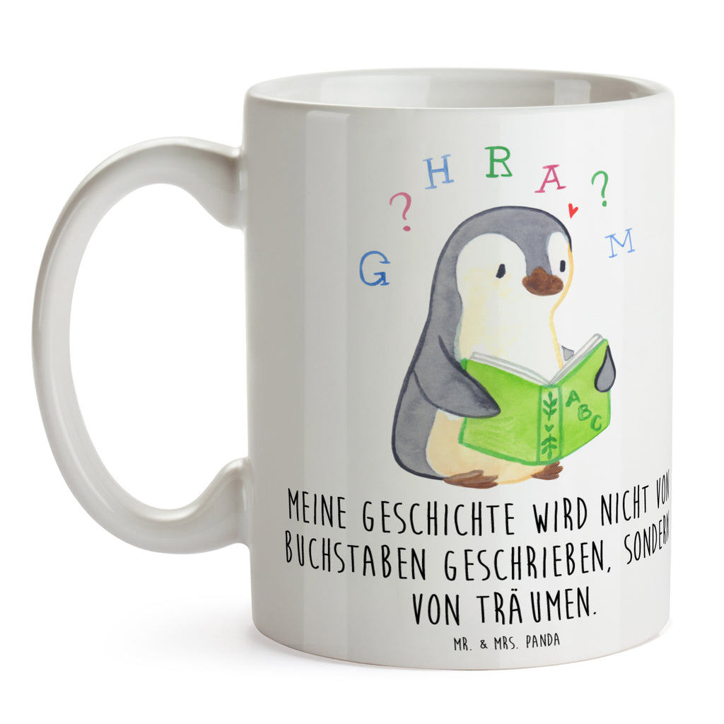 Tasse Pinguin Legasthenie Tasse, Kaffeetasse, Teetasse, Becher, Kaffeebecher, Teebecher, Keramiktasse, Porzellantasse, Büro Tasse, Geschenk Tasse, Tasse Sprüche, Tasse Motive, Kaffeetassen, Tasse bedrucken, Designer Tasse, Cappuccino Tassen, Schöne Teetassen, Legasthenie, Rechtschreibstörung, Pinguin, Lese-Rechtschreibstörung