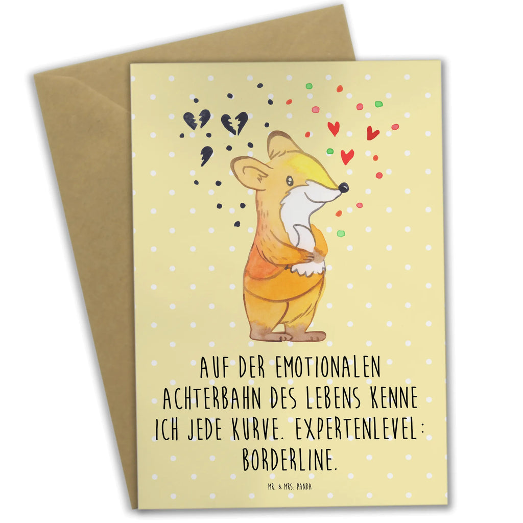 Grußkarte Fuchs Borderline Grußkarte, Klappkarte, Einladungskarte, Glückwunschkarte, Hochzeitskarte, Geburtstagskarte, Karte, Ansichtskarten, Borderline, Borderline-Persönlichkeitsstörung, BPS, Fuchs