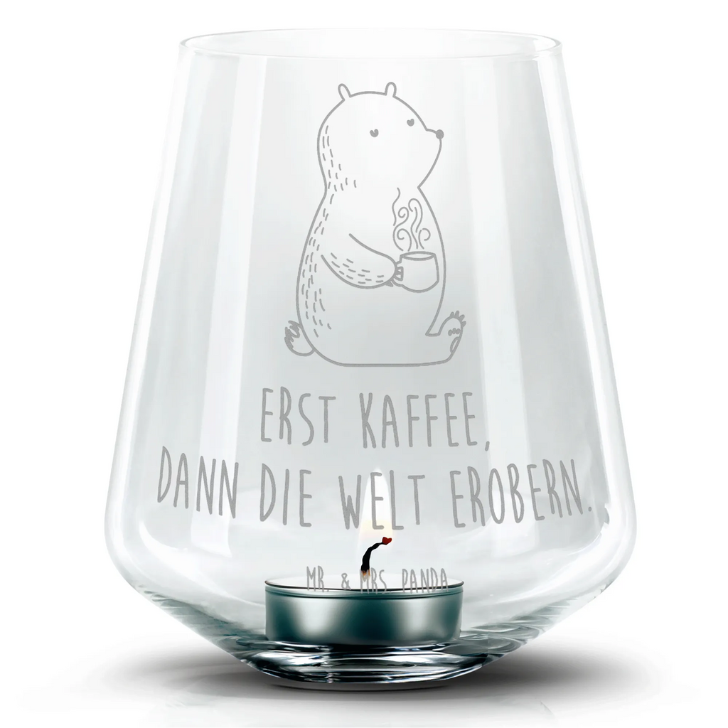 Gravur Windlicht Bär Kaffee Windlicht Glas, Teelichtglas, Teelichthalter, Teelichter, Kerzenglas, Windlicht Kerze, Kerzenlicht, Windlicht mit Gravur, Teelicht Glas mit Gravur, Kerzenglas mit Gravur, Bär, Teddy, Teddybär, Kaffee, Coffee, Bären, guten Morgen, Morgenroutine, Welt erobern, Welt retten, Motivation