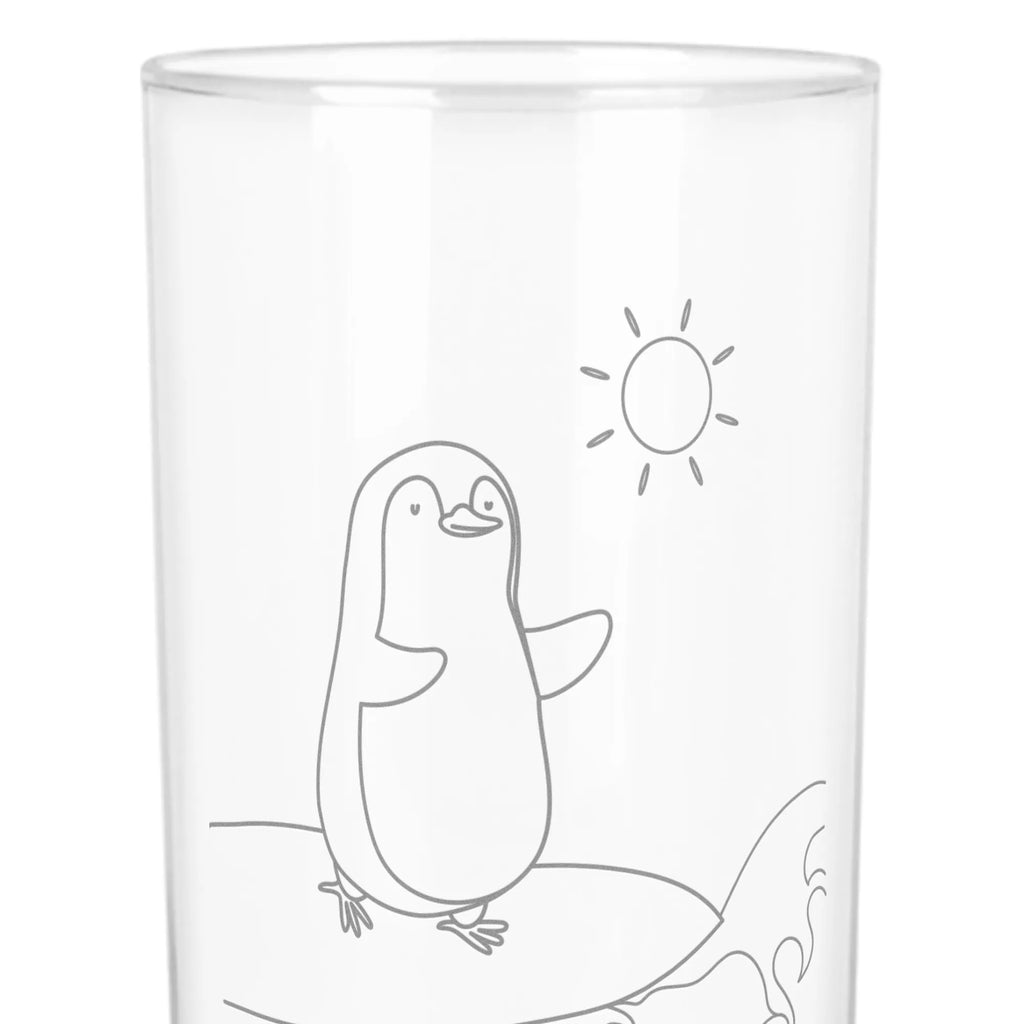 Wasserglas Pinguin Surfer Wasserglas, Glas, Trinkglas, Wasserglas mit Gravur, Glas mit Gravur, Trinkglas mit Gravur, Pinguin, Pinguine, surfen, Surfer, Hawaii, Urlaub, Wellen, Wellen reiten, Portugal