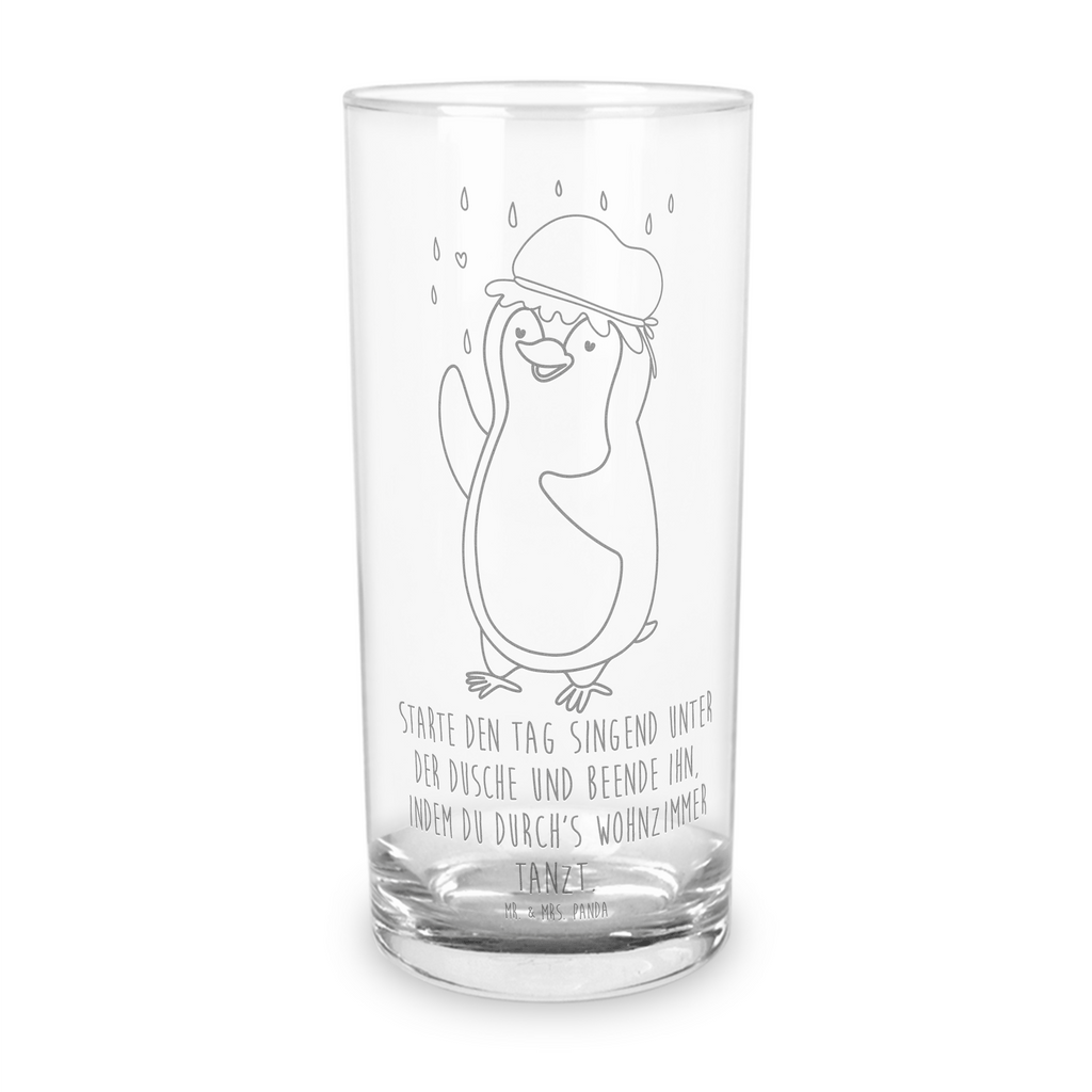 Wasserglas Pinguin Duschen Wasserglas, Glas, Trinkglas, Wasserglas mit Gravur, Glas mit Gravur, Trinkglas mit Gravur, Pinguin, Pinguine, Dusche, duschen, Lebensmotto, Motivation, Neustart, Neuanfang, glücklich sein