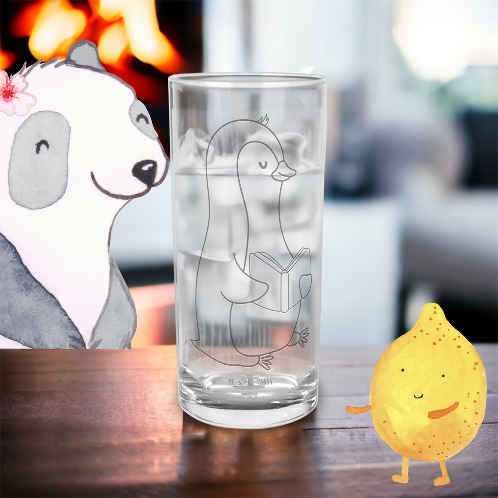 Wasserglas Pinguin Buch Wasserglas, Glas, Trinkglas, Wasserglas mit Gravur, Glas mit Gravur, Trinkglas mit Gravur, Pinguin, Pinguine, Buch, Lesen, Bücherwurm, Nichtstun, Faulenzen, Ferien, Urlaub, Freizeit