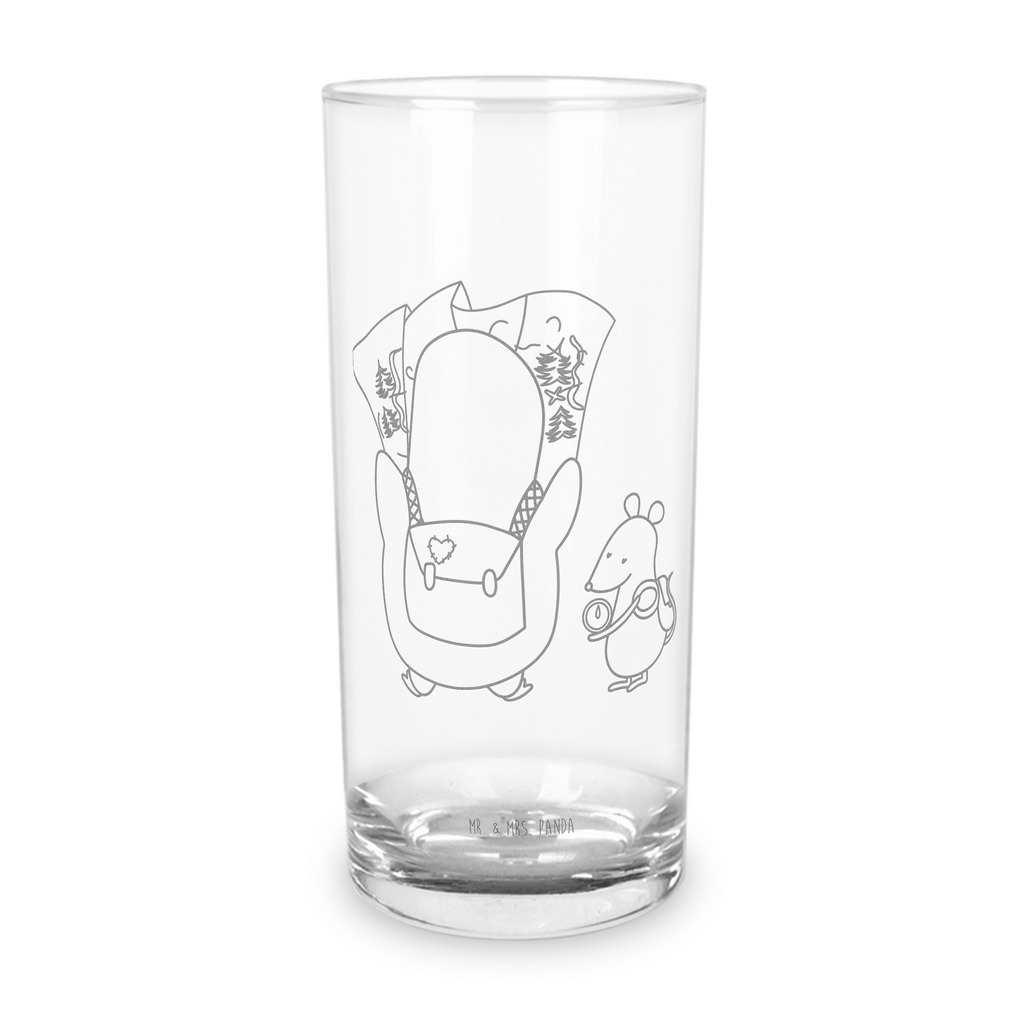 Wasserglas Pinguin & Maus Wanderer Wasserglas, Glas, Trinkglas, Wasserglas mit Gravur, Glas mit Gravur, Trinkglas mit Gravur, Pinguin, Pinguine, Abenteurer, Abenteuer, Roadtrip, Ausflug, Wanderlust, wandern