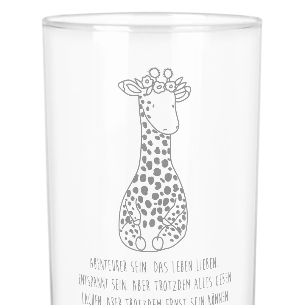 Wasserglas Giraffe Blumenkranz Wasserglas, Glas, Trinkglas, Wasserglas mit Gravur, Glas mit Gravur, Trinkglas mit Gravur, Afrika, Wildtiere, Giraffe, Blumenkranz, Abenteurer, Selbstliebe, Freundin