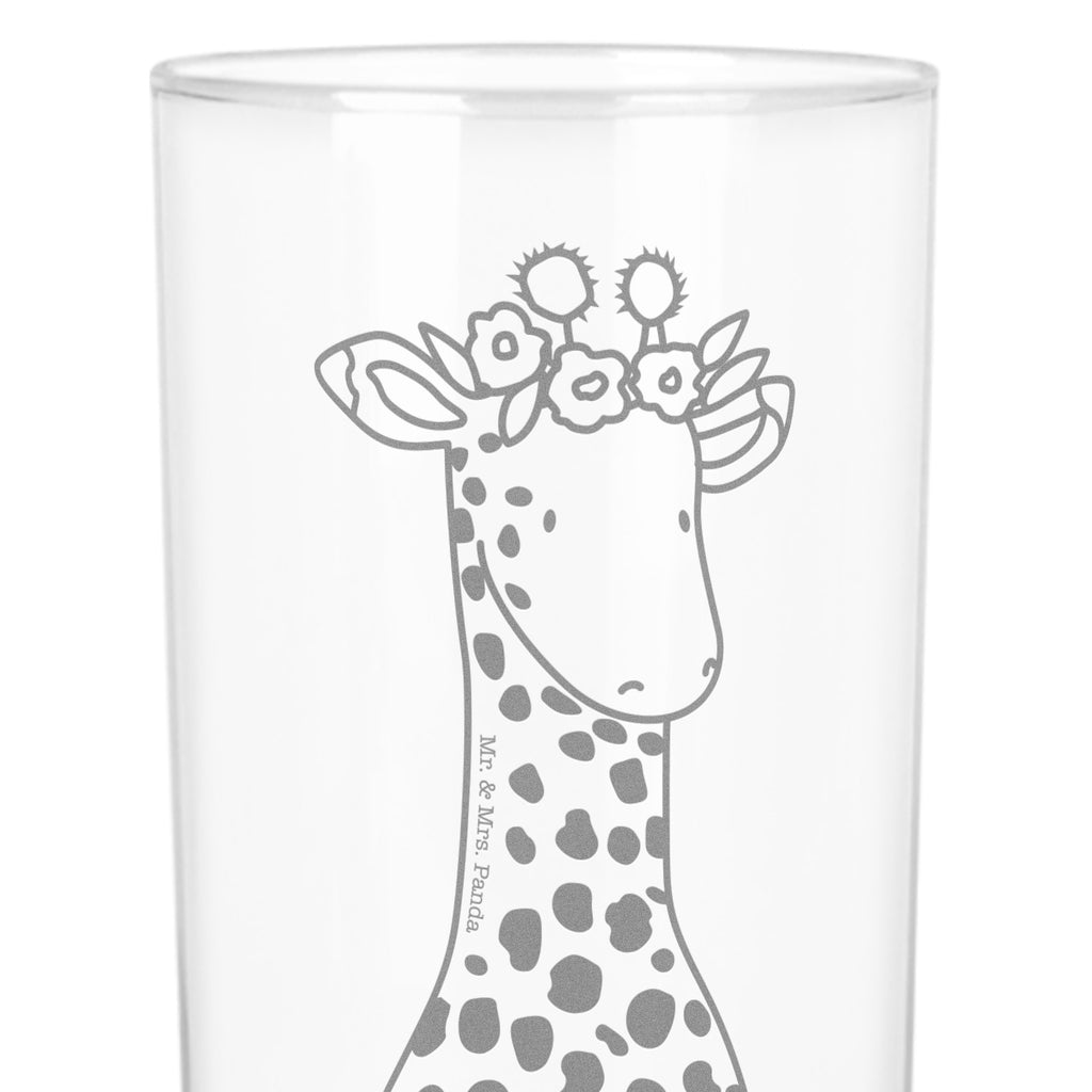 Wasserglas Giraffe Blumenkranz Wasserglas, Glas, Trinkglas, Wasserglas mit Gravur, Glas mit Gravur, Trinkglas mit Gravur, Afrika, Wildtiere, Giraffe, Blumenkranz, Abenteurer, Selbstliebe, Freundin