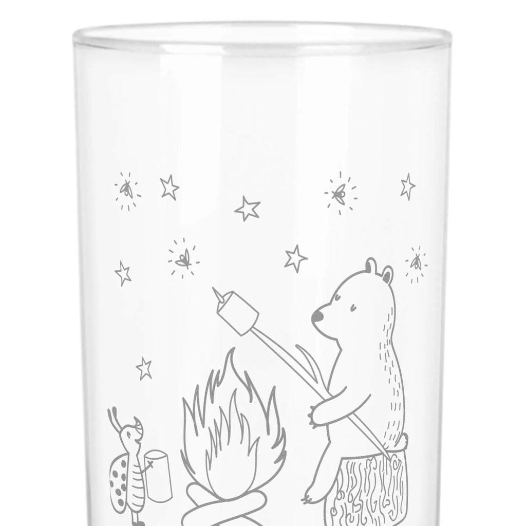 Wasserglas Bär & Marienkäfer Lagerfeuer Wasserglas, Glas, Trinkglas, Wasserglas mit Gravur, Glas mit Gravur, Trinkglas mit Gravur, Bär, Teddy, Teddybär, Lagerfeuer