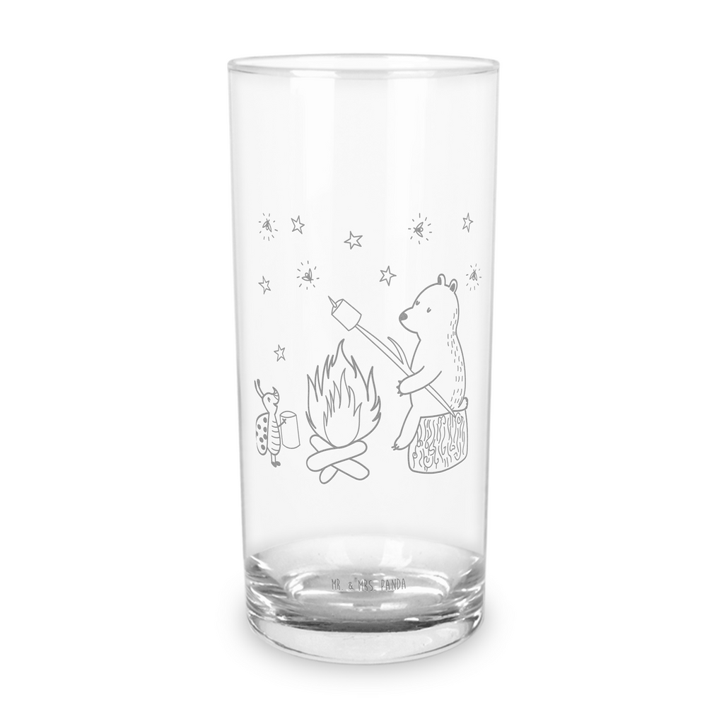 Wasserglas Bär & Marienkäfer Lagerfeuer Wasserglas, Glas, Trinkglas, Wasserglas mit Gravur, Glas mit Gravur, Trinkglas mit Gravur, Bär, Teddy, Teddybär, Lagerfeuer