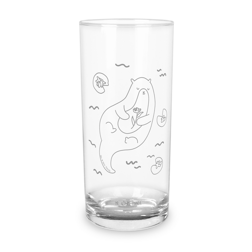 Wasserglas Otter mit Seerose Wasserglas, Glas, Trinkglas, Wasserglas mit Gravur, Glas mit Gravur, Trinkglas mit Gravur, Otter, Fischotter, Seeotter, Otter Seeotter See Otter