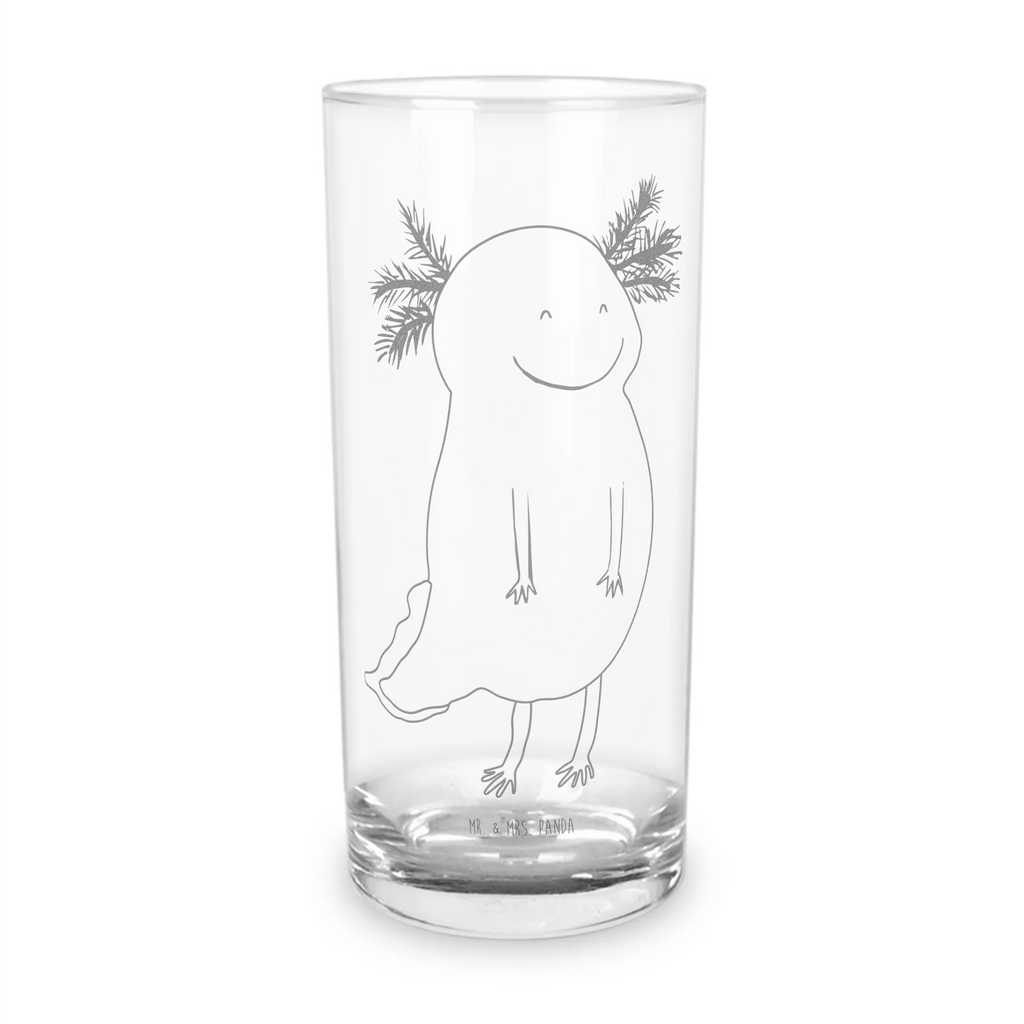 Wasserglas Axolotl glücklich Wasserglas, Glas, Trinkglas, Wasserglas mit Gravur, Glas mit Gravur, Trinkglas mit Gravur, Axolotl, Molch, Axolot, Schwanzlurch, Lurch, Lurche, Motivation, gute Laune