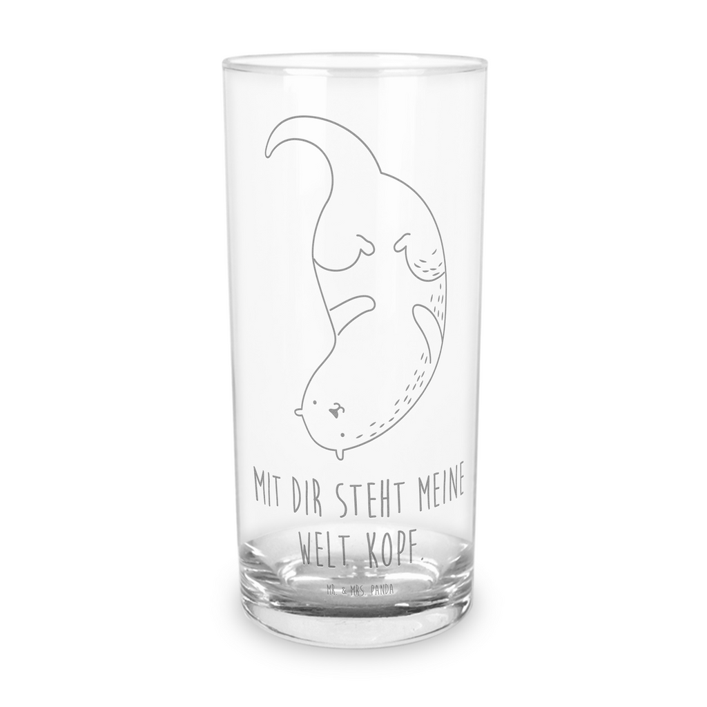 Wasserglas Otter kopfüber Wasserglas, Glas, Trinkglas, Wasserglas mit Gravur, Glas mit Gravur, Trinkglas mit Gravur, Otter, Fischotter, Seeotter, Otter Seeotter See Otter