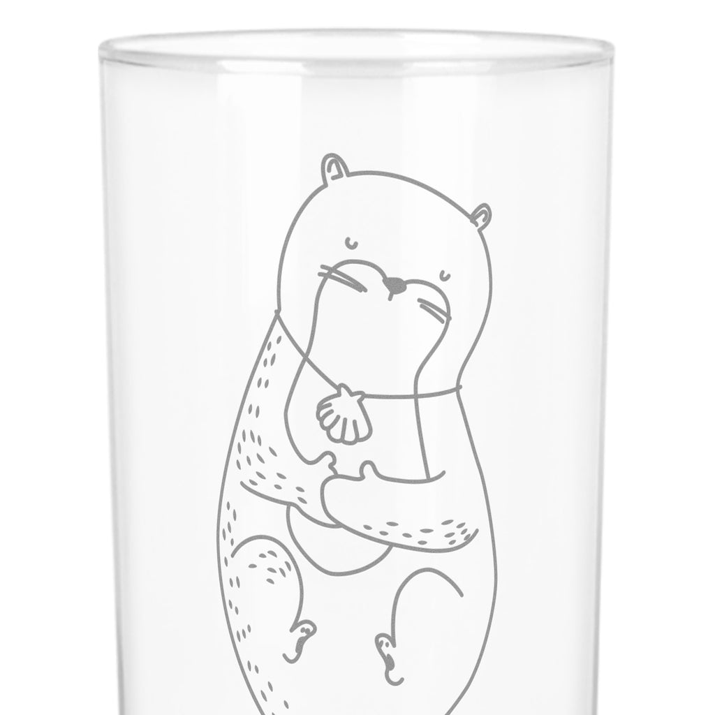 Wasserglas Otter mit Muschelmedaillon Wasserglas, Glas, Trinkglas, Wasserglas mit Gravur, Glas mit Gravur, Trinkglas mit Gravur, Otter, Fischotter, Seeotter, Otterliebe, grübeln, träumen, Motivation, Tagträumen, Büro