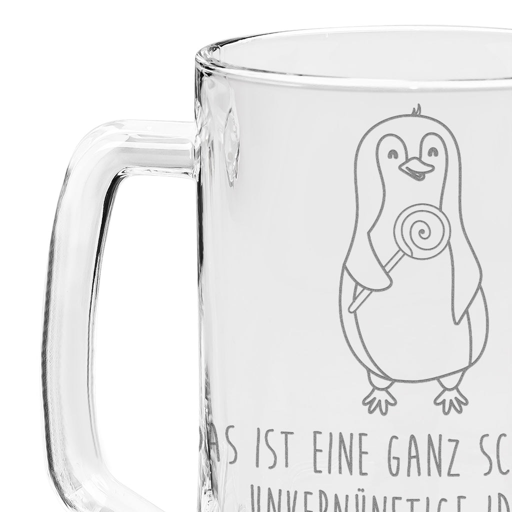 Gravur Bierkrug Pinguin Lolli Bierkrug, Bier Krug, Bierkrug Glas, Vatertag, Pinguin, Pinguine, Lolli, Süßigkeiten, Blödsinn, Spruch, Rebell, Gauner, Ganove, Rabauke