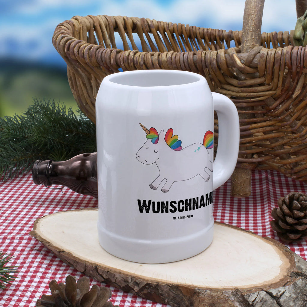 Personalisierter Bierkrug Einhorn Happy Bierkrug mit Namen, Bierkrug personalisieren, Bierglas mit Namen, Personalisierung, Bedrucken, Einhorn, Einhörner, Einhorn Deko, Pegasus, Unicorn, glücklich, fröhlich, Spaß, Freude, Lebensfreude, witzig, spannend, Lächeln, Lachen