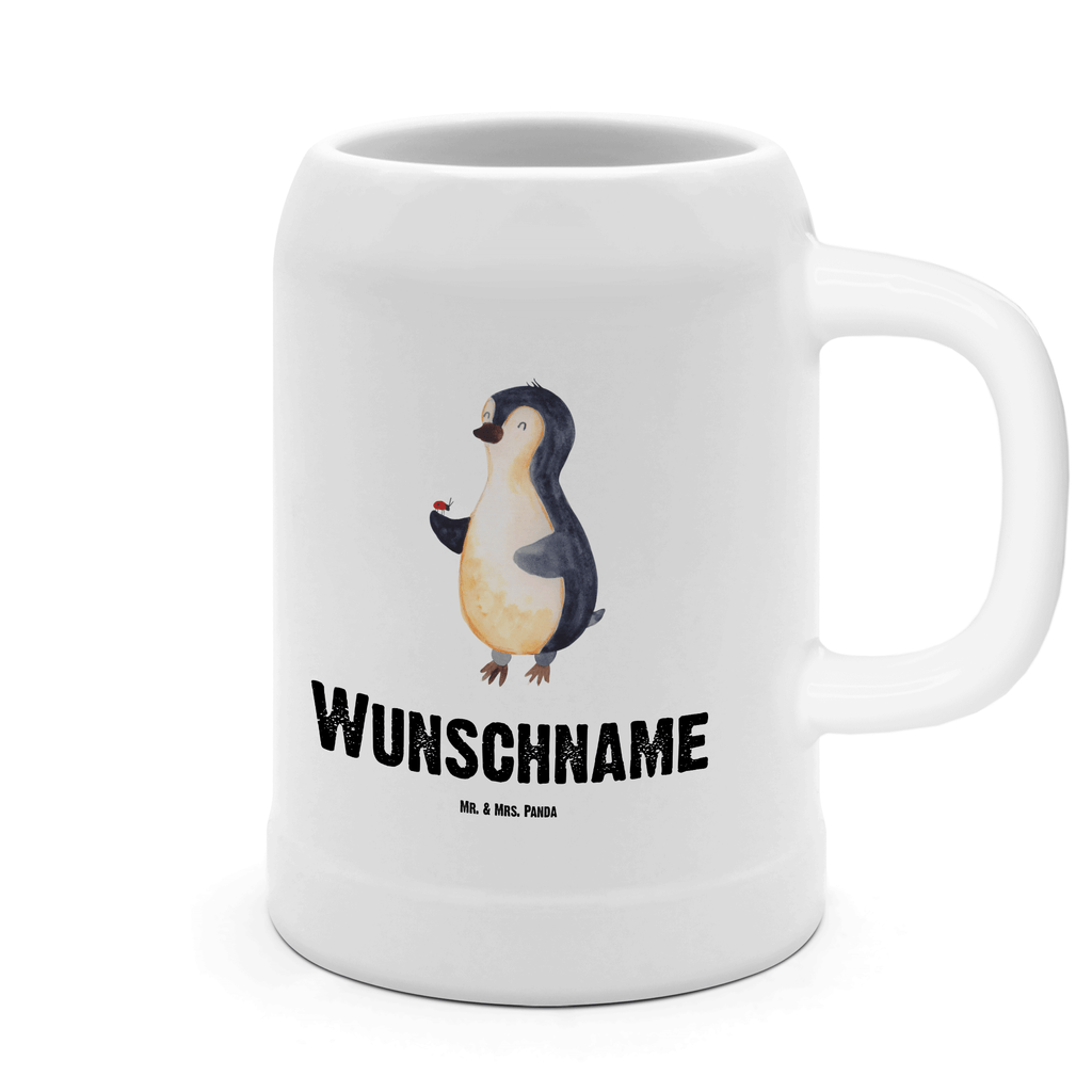 Personalisierter Bierkrug Pinguin Marienkäfer Bierkrug mit Namen, Bierkrug personalisieren, Bierglas mit Namen, Personalisierung, Bedrucken, Pinguin, Pinguine, Marienkäfer, Liebe, Wunder, Glück, Freude, Lebensfreude