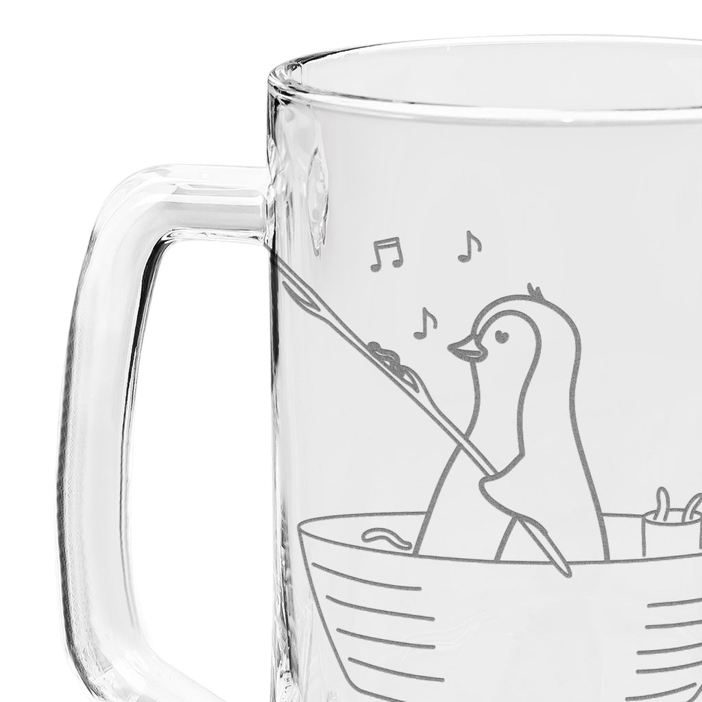 Gravur Bierkrug Pinguin Angelboot Bierkrug, Bier Krug, Bierkrug Glas, Vatertag, Pinguin, Pinguine, Angeln, Boot, Angelboot, Lebenslust, Leben, genießen, Motivation, Neustart, Neuanfang, Trennung, Scheidung, Geschenkidee Liebeskummer