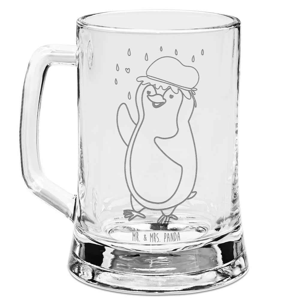 Gravur Bierkrug Pinguin Duschen Bierkrug, Bier Krug, Bierkrug Glas, Vatertag, Pinguin, Pinguine, Dusche, duschen, Lebensmotto, Motivation, Neustart, Neuanfang, glücklich sein