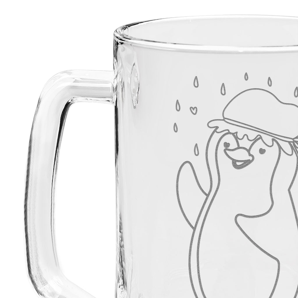 Gravur Bierkrug Pinguin Duschen Bierkrug, Bier Krug, Bierkrug Glas, Vatertag, Pinguin, Pinguine, Dusche, duschen, Lebensmotto, Motivation, Neustart, Neuanfang, glücklich sein