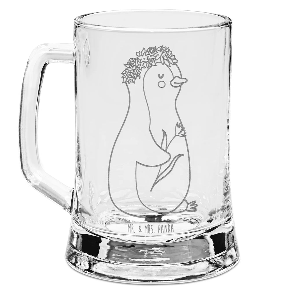 Gravur Bierkrug Pinguin Blumen Bierkrug, Bier Krug, Bierkrug Glas, Vatertag, Pinguin, Pinguine, Blumenkranz, Universum, Leben, Wünsche, Ziele, Lebensziele, Motivation, Lebenslust, Liebeskummer, Geschenkidee