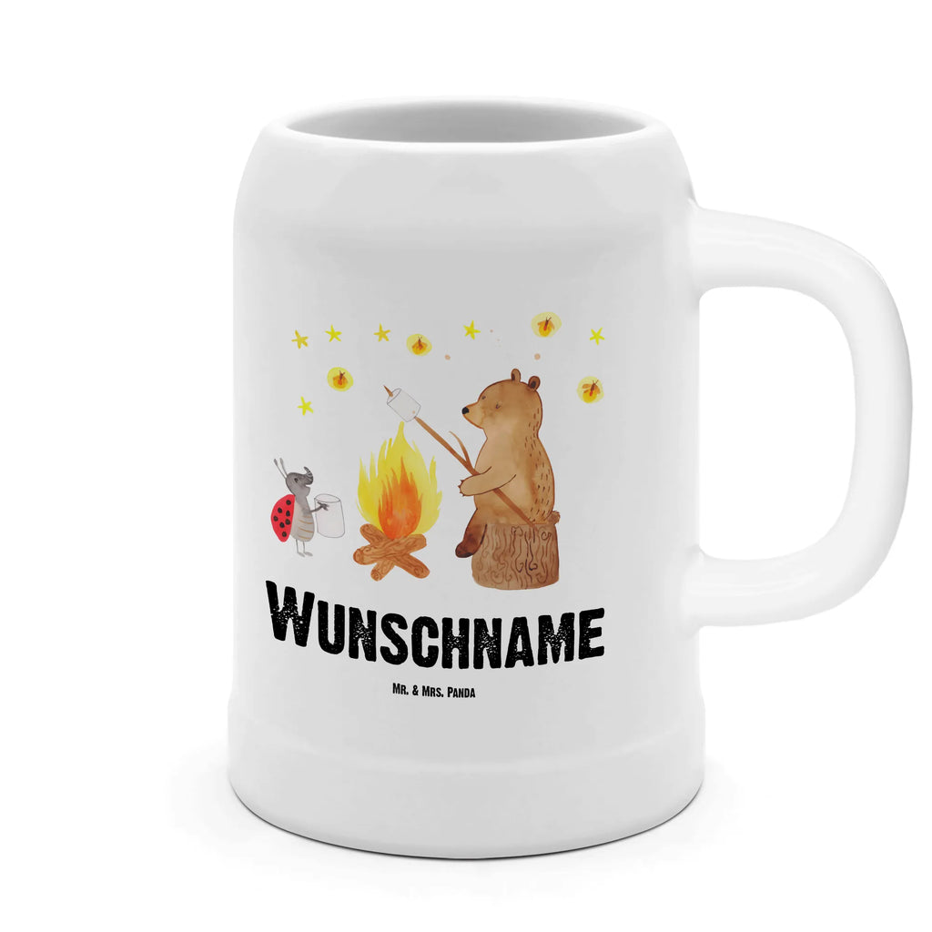 Personalisierter Bierkrug Bär & Marienkäfer Lagerfeuer Bierkrug mit Namen, Bierkrug personalisieren, Bierglas mit Namen, Personalisierung, Bedrucken, Bär, Teddy, Teddybär, Lagerfeuer