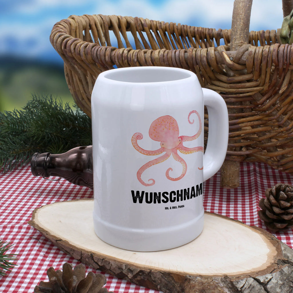 Personalisierter Bierkrug Tintenfisch Bierkrug mit Namen, Bierkrug personalisieren, Bierglas mit Namen, Personalisierung, Bedrucken, Tiermotive, Gute Laune, lustige Sprüche, Tiere, Meer, Meerestier, Krake, Tintenfisch, Arme, Wasser, Ozean