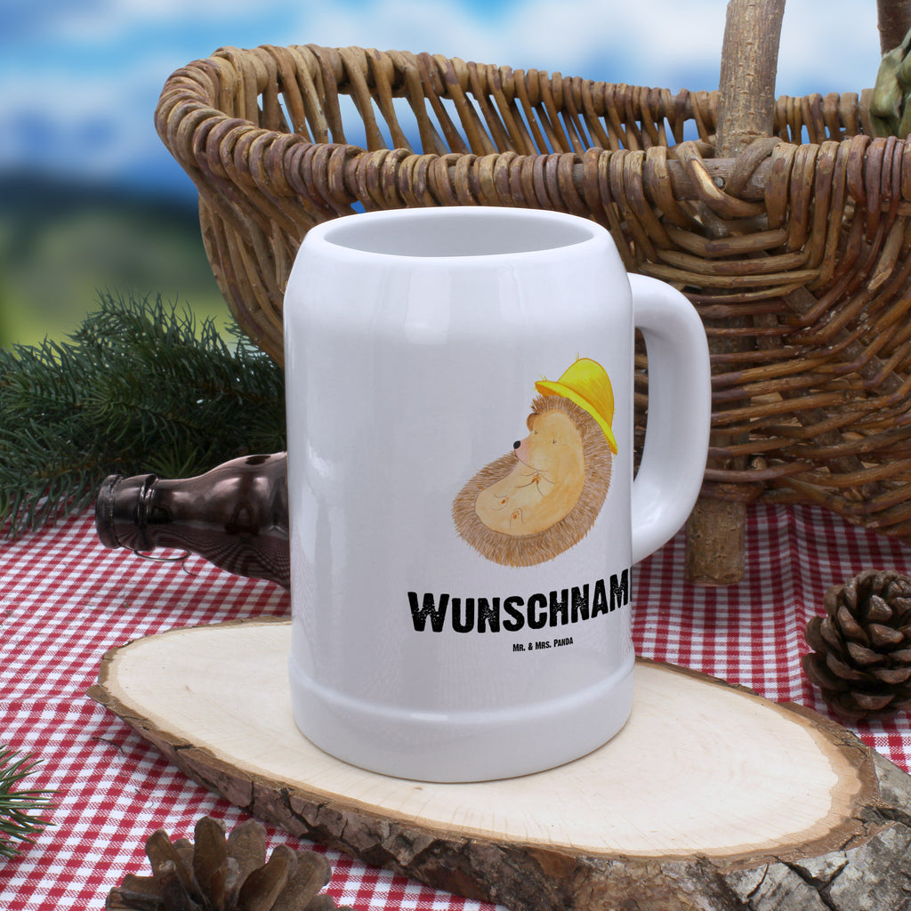 Personalisierter Bierkrug Igel Beten Bierkrug mit Namen, Bierkrug personalisieren, Bierglas mit Namen, Personalisierung, Bedrucken, Tiermotive, Gute Laune, lustige Sprüche, Tiere, Igel, Igel mit Hut, Sonnenhut, Gott, Amen, beten, Leben, Dankbarkeit, Dankbar sein, dankbar, genießen