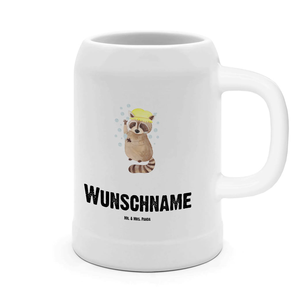 Personalisierter Bierkrug Waschbär Bierkrug mit Namen, Bierkrug personalisieren, Bierglas mit Namen, Personalisierung, Bedrucken, Tiermotive, Gute Laune, lustige Sprüche, Tiere, Waschbär, Tagträumen, Plan, Fröhlich, waschen, Seifenblasen