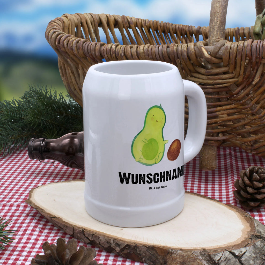 Personalisierter Bierkrug Avocado rollt Kern Bierkrug mit Namen, Bierkrug personalisieren, Bierglas mit Namen, Personalisierung, Bedrucken, Avocado, Veggie, Vegan, Gesund, Avocados, Schwanger, Geburt, Geburtstag, Säugling, Kind, erstes Kind, zur Geburt, Schwangerschaft, Babyparty, Baby, große Liebe, Liebe, Love