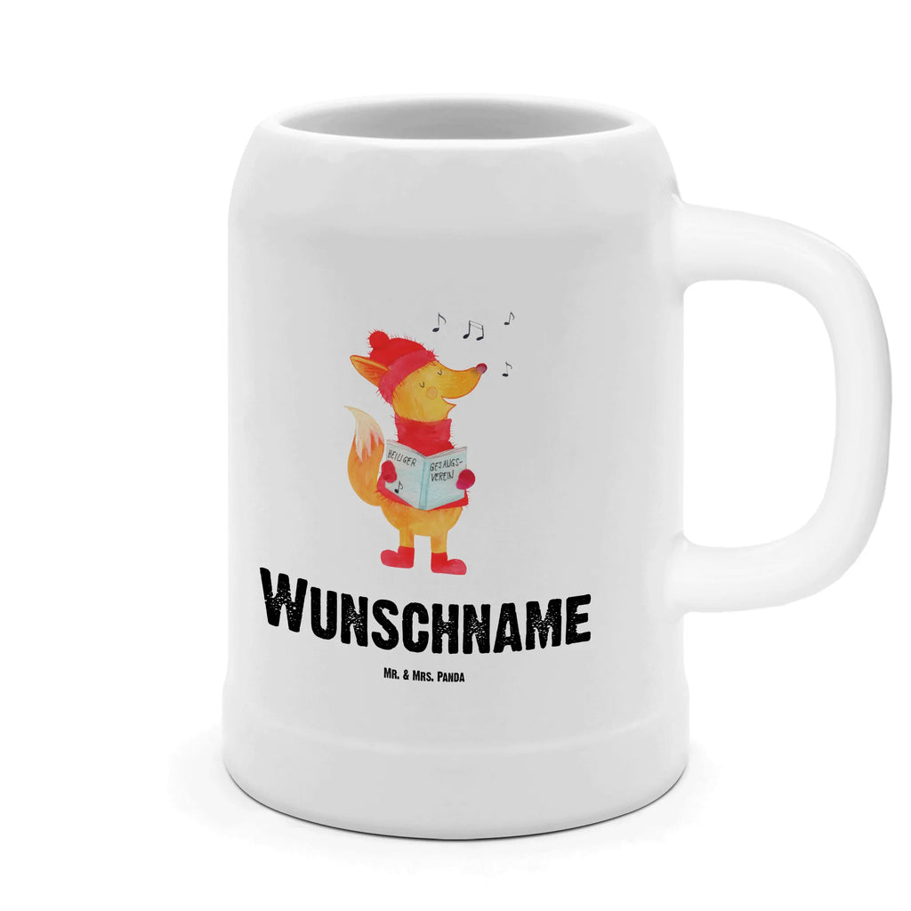 Personalisierter Bierkrug Fuchs Sänger Bierkrug mit Namen, Bierkrug personalisieren, Bierglas mit Namen, Personalisierung, Bedrucken, Winter, Weihnachten, Weihnachtsdeko, Nikolaus, Advent, Heiligabend, Wintermotiv, Fuchs, Füchse, Sänger, Geschenk Sänger, Singen, Weihnachtslieder