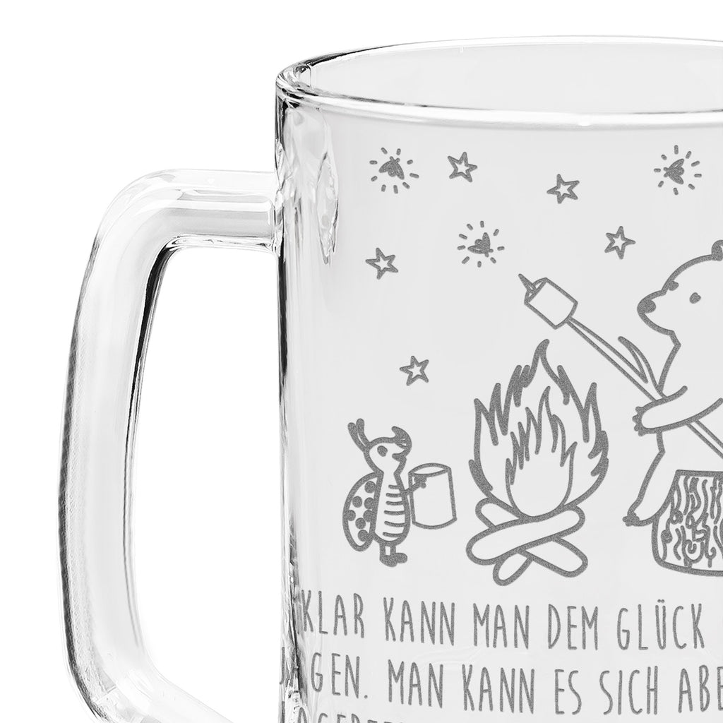 Gravur Bierkrug Bär & Marienkäfer Lagerfeuer Bierkrug, Bier Krug, Bierkrug Glas, Vatertag, Bär, Teddy, Teddybär, Lagerfeuer