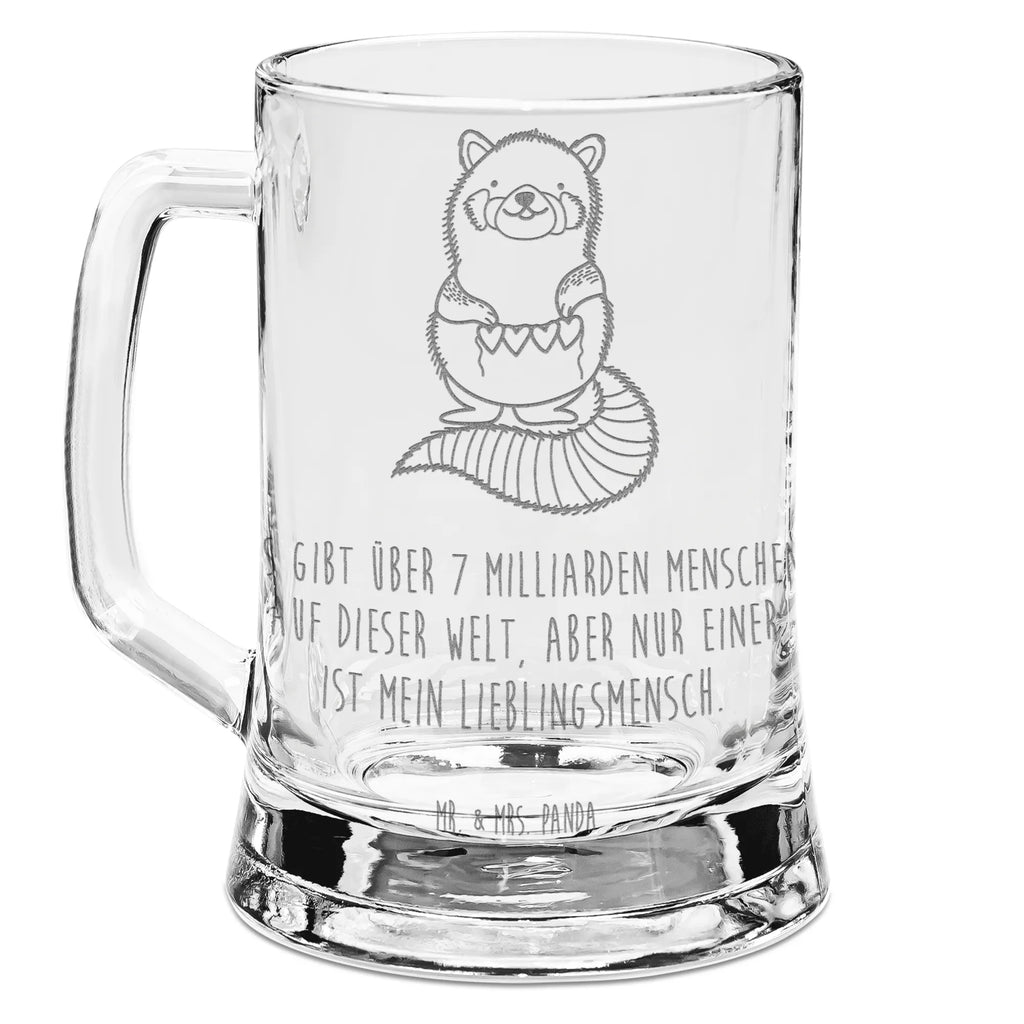 Gravur Bierkrug Roter Panda Bierkrug, Bier Krug, Bierkrug Glas, Vatertag, Tiermotive, Gute Laune, lustige Sprüche, Tiere, Panda, Liebe, Rot, Herz, Liebling, Lieblingsmensch