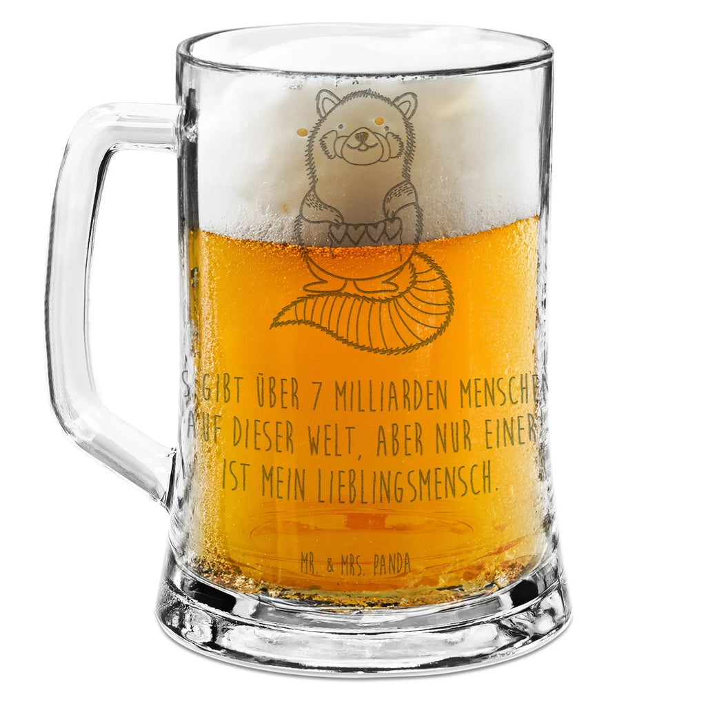 Gravur Bierkrug Roter Panda Bierkrug, Bier Krug, Bierkrug Glas, Vatertag, Tiermotive, Gute Laune, lustige Sprüche, Tiere, Panda, Liebe, Rot, Herz, Liebling, Lieblingsmensch