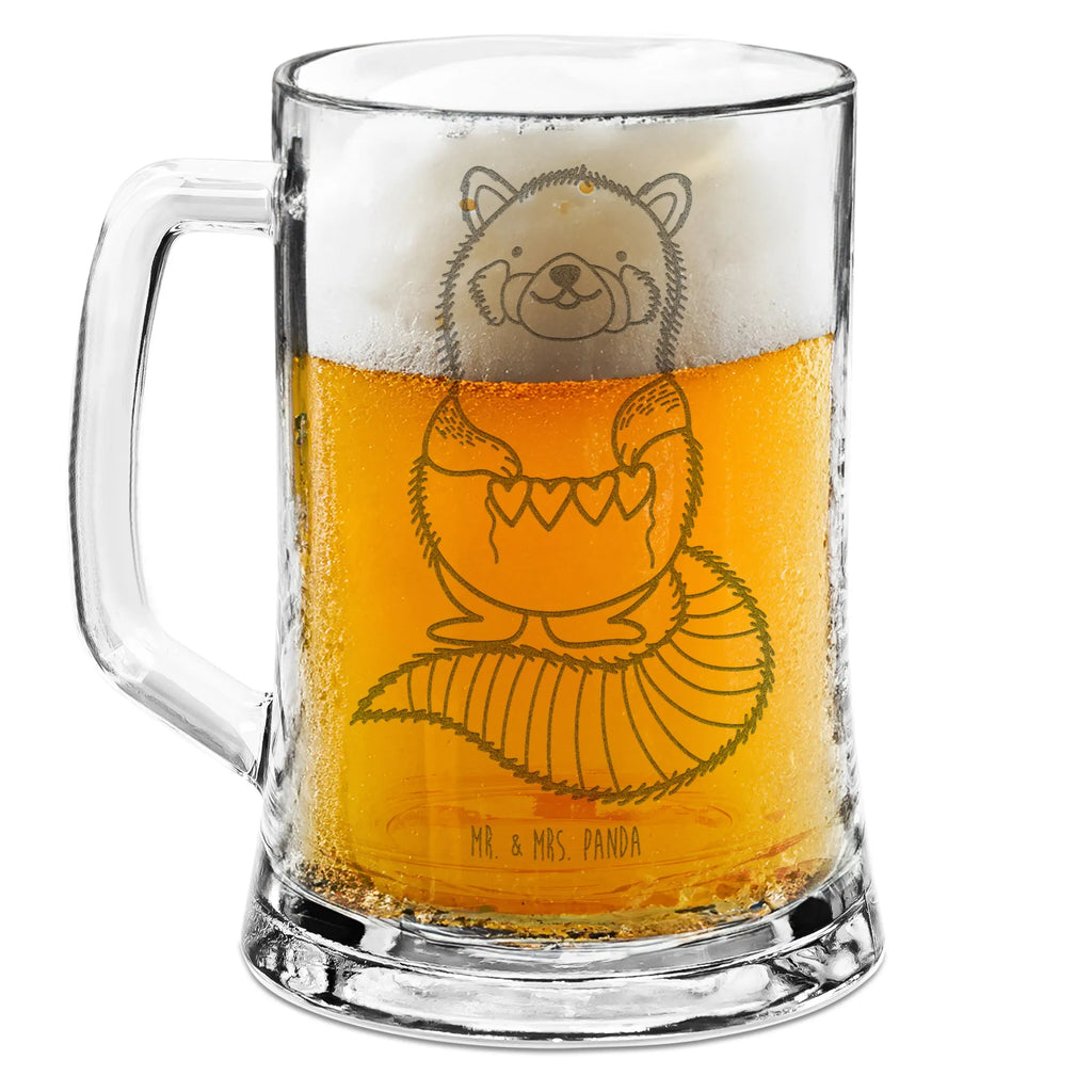 Gravur Bierkrug Roter Panda Bierkrug, Bier Krug, Bierkrug Glas, Vatertag, Tiermotive, Gute Laune, lustige Sprüche, Tiere, Panda, Liebe, Rot, Herz, Liebling, Lieblingsmensch