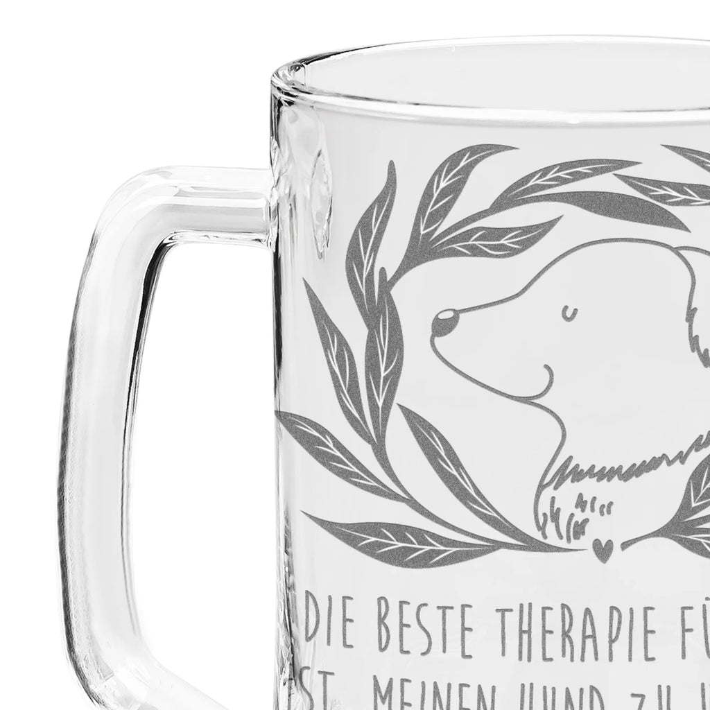 Gravur Bierkrug Hund Blumen Bierkrug, Bier Krug, Bierkrug Glas, Vatertag, Hund, Hundemotiv, Haustier, Hunderasse, Tierliebhaber, Hundebesitzer, Sprüche, Ranke, Therapie, Selbsttherapie, Hundeliebe, Hundeglück, Hunde