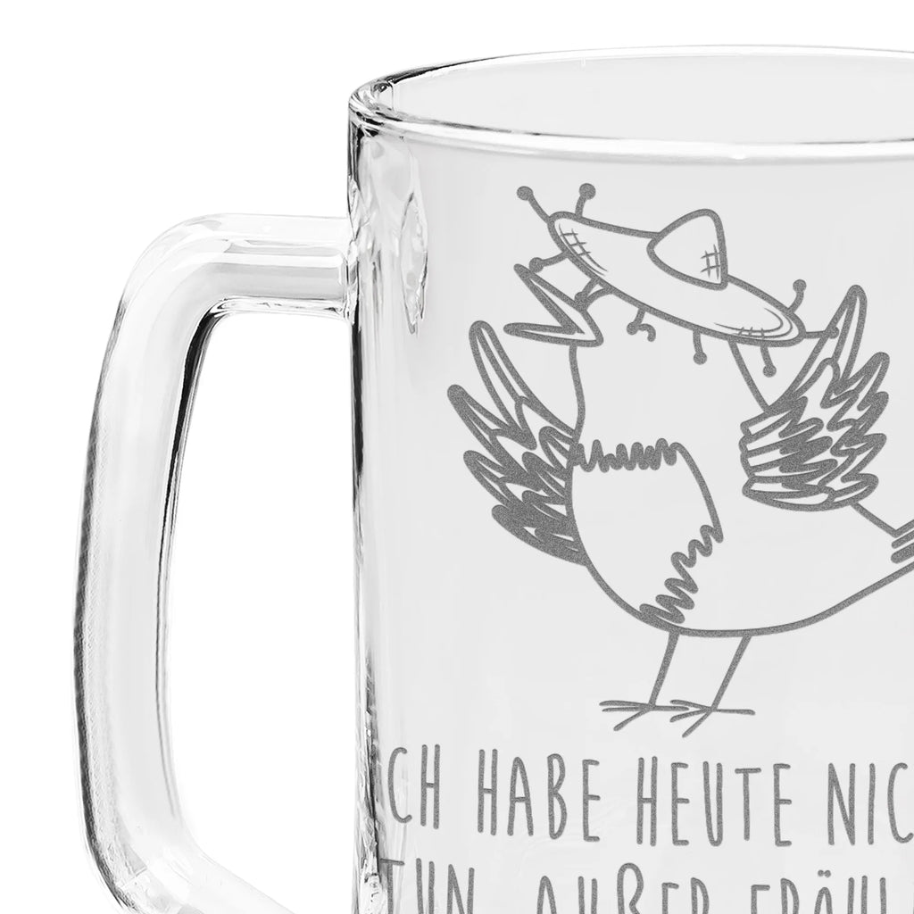 Gravur Bierkrug Rabe Sombrero Bierkrug, Bier Krug, Bierkrug Glas, Vatertag, Tiermotive, Gute Laune, lustige Sprüche, Tiere, Rabe, Vogel, Vögel, Spruch positiv, fröhlich sein, glücklich sein, Glück Spruch, froh, Elster, Motivation