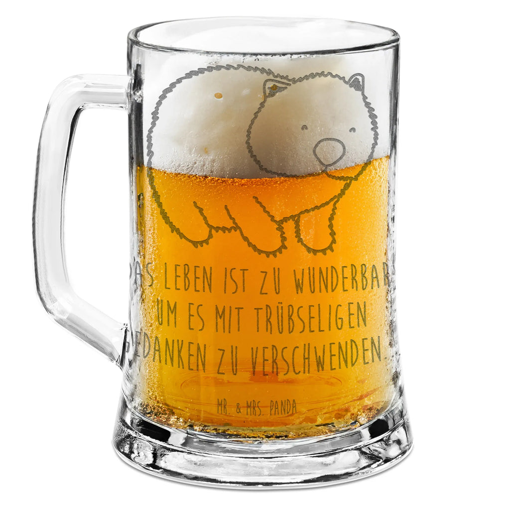 Gravur Bierkrug Wombat Bierkrug, Bier Krug, Bierkrug Glas, Vatertag, Tiermotive, Gute Laune, lustige Sprüche, Tiere, Wombat, Das Leben ist schön, Motivation, Spruch, Australien