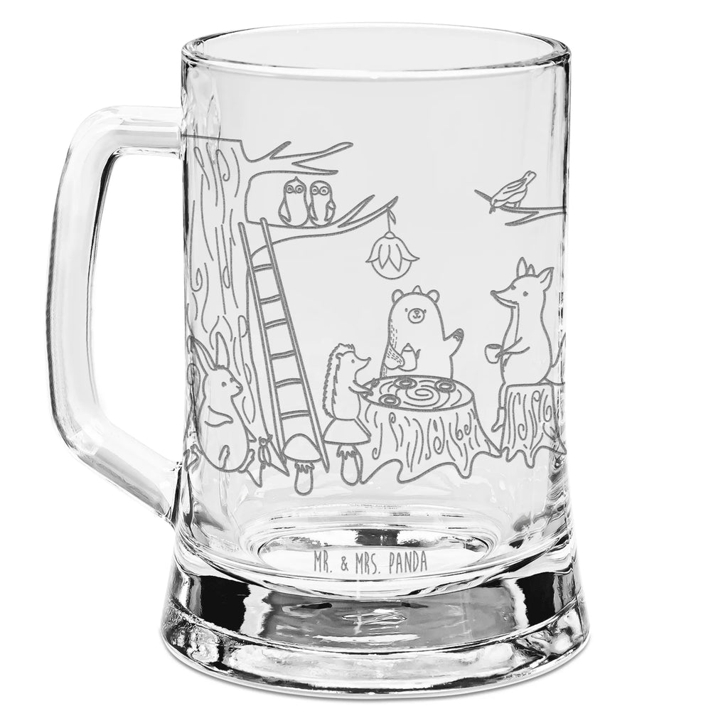 Gravur Bierkrug Waldtiere Picknick Bierkrug, Bier Krug, Bierkrug Glas, Vatertag, Tiermotive, Gute Laune, lustige Sprüche, Tiere, Waldtiere, Picknick, Wald, Fuchs, Hase, Igel, Maus, Eichhörnchen